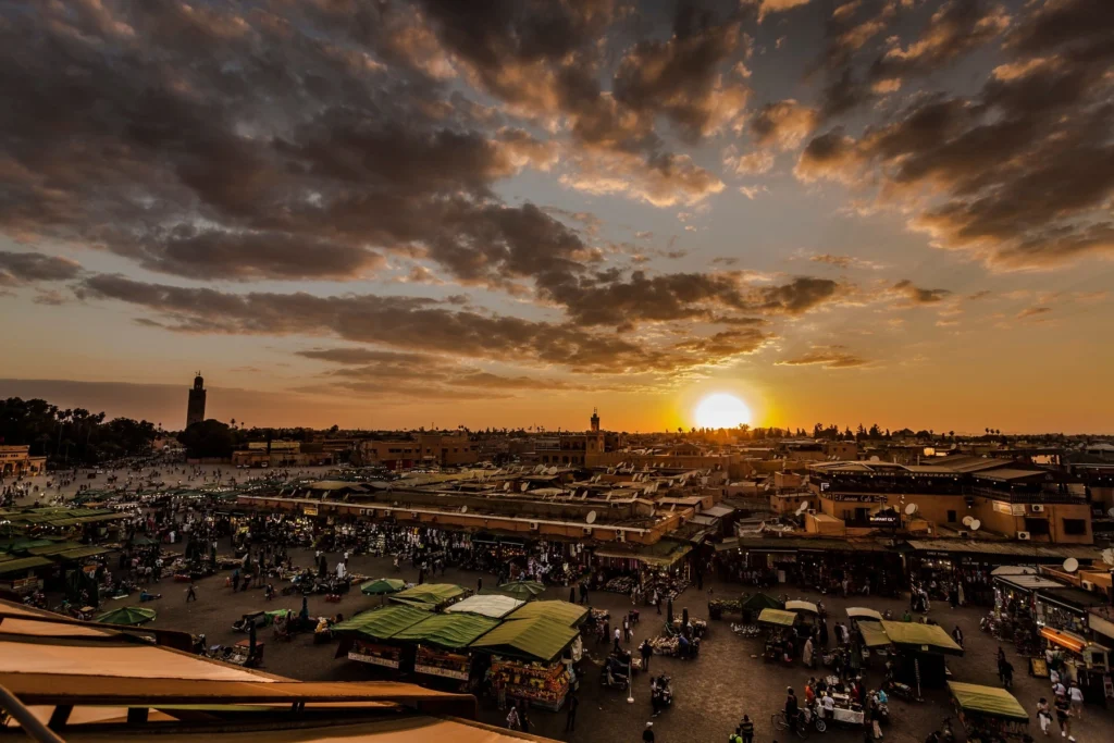 scenic-shot-of-sunset-across-the-city-of-marrakesh